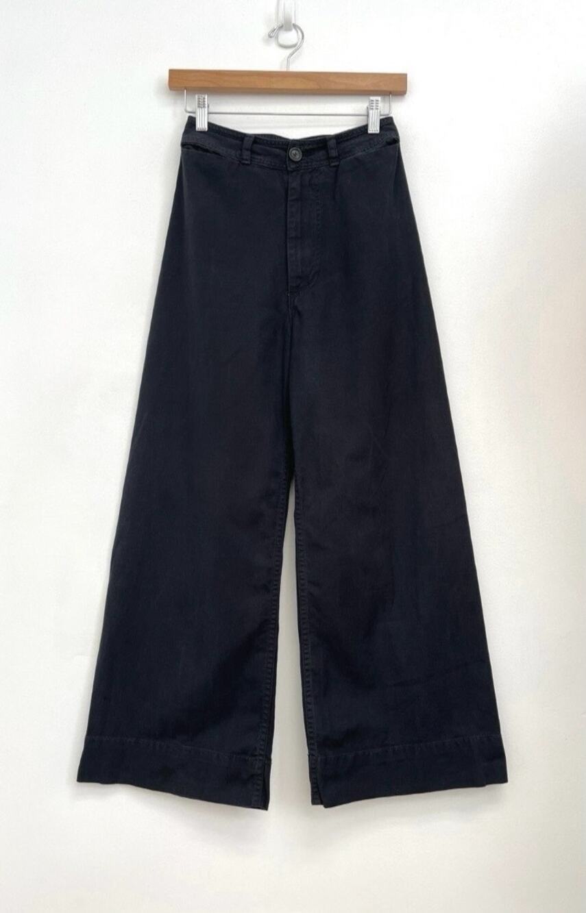 Creatures of Comfort Maison Wide Leg High-Rise Cotton-Linen Sailor Pants Size 4